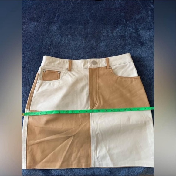 Song of Style Two-Tone Leather Mini Skirt - Cream and White - Picture 3 of 9